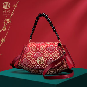 Home chinese style classic clutch shoulder tote handbag ladies cow leather cross body purses with magnetic